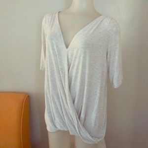 Anthropologie Dolan Faux Wrap Top Gray Grey Size L